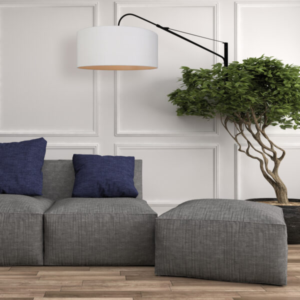 Steinhauer Gramineus wandlamp - met lange arm - met crème kap - 120 cm diep - E27 - zwart - Image 2