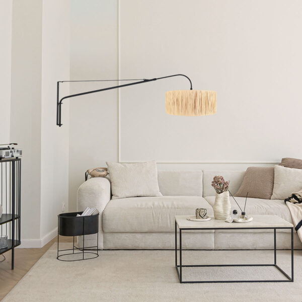 Steinhauer Elegant classy wandlamp – In hoogte verstelbaar – E27 (grote fitting) – naturel en zwart - Image 2