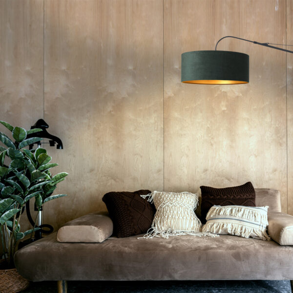 Steinhauer Elegant Classy wandlamp - kap ⌀50 cm - uittrekbaar tot 145 cm - zwart/wit snoer met schakelaar - zwart en groen - Image 2