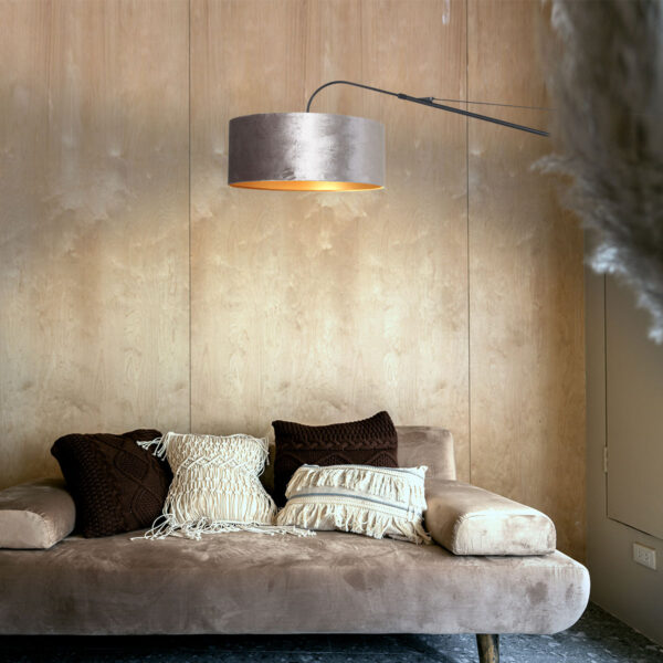 Steinhauer Elegant Classy wandlamp - kap ⌀50 cm - uittrekbaar tot 145 cm - zwart/wit snoer met schakelaar - zwart en zilver - Image 2