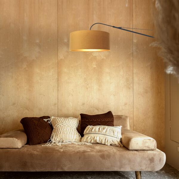 Steinhauer Elegant Classy wandlamp - kap ⌀50 cm - uittrekbaar tot 145 cm - zwart/wit snoer met schakelaar - zwart en okergeel - Image 2
