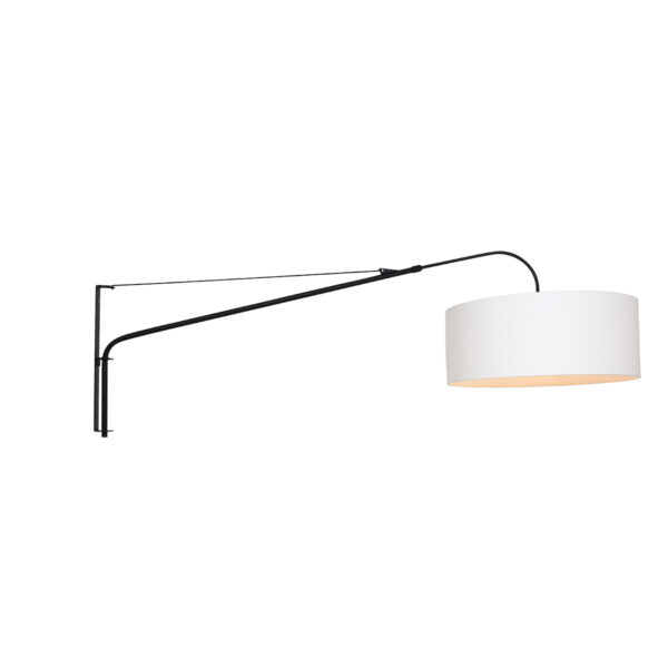 Steinhauer Gramineus wandlamp - met lange arm - met witte kap - 120 cm diep - E27 - zwart - Image 2