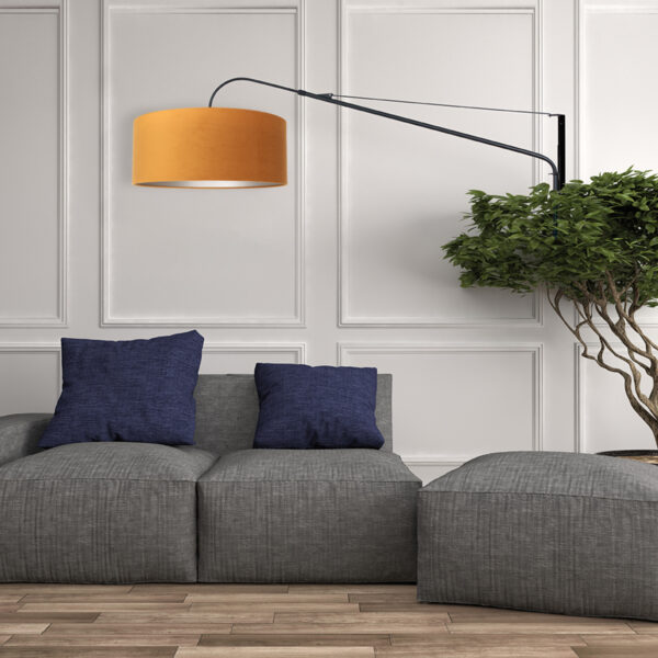 Steinhauer Elegant Classy wandlamp - kap ⌀50 cm - uittrekbaar tot 145 cm - zwart/wit snoer met schakelaar - zwart en okergeel - Image 3