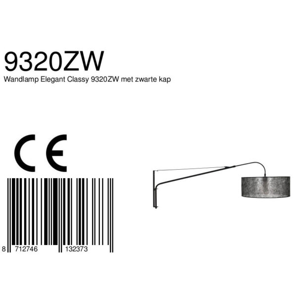 Steinhauer Gramineus wandlamp - met lange arm - uitschuifbaar - 120 cm diep - E27 - zwart - Image 6