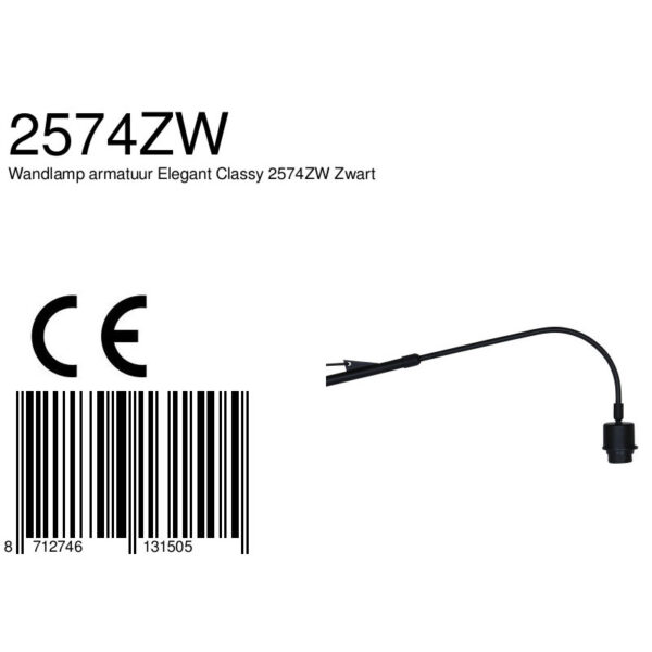 Steinhauer Gramineus wandlamp - zwenkarm - 130cm lang - E27 - zonder kap - zwart - Image 6