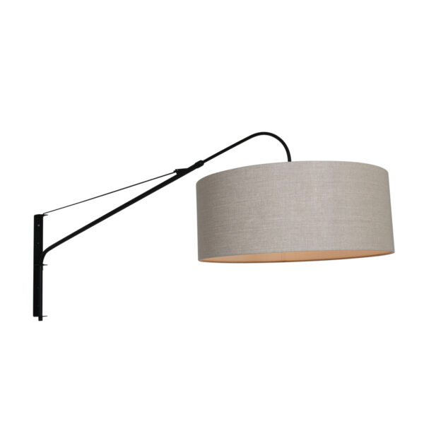 Steinhauer Gramineus wandlamp - met lange arm - met beige kap - uitschuifbaar - 120 cm diep - E27 - zwart - Afbeelding 8