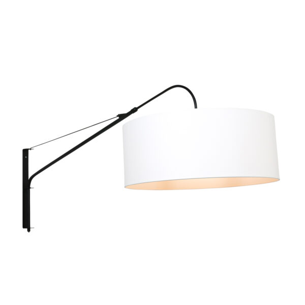 Steinhauer Gramineus wandlamp - met lange arm - met witte kap - 120 cm diep - E27 - zwart - Image 8