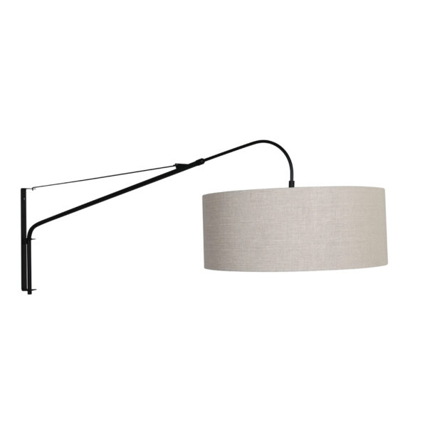 Steinhauer Gramineus wandlamp - met lange arm - met beige kap - uitschuifbaar - 120 cm diep - E27 - zwart - Afbeelding 9