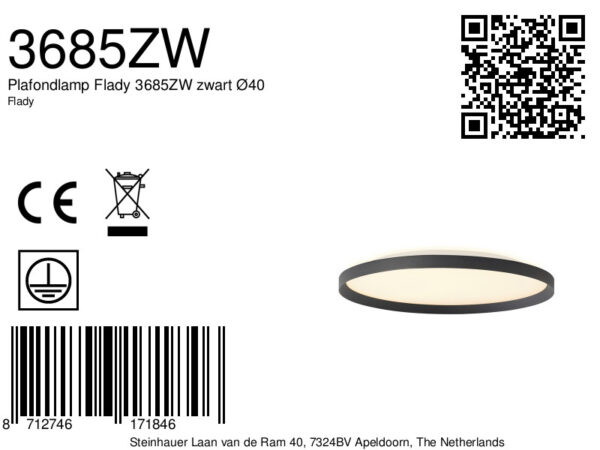 Steinhauer Flady plafonnieres – ø 40 cm – Ingebouwd (LED) – zwart - Image 7