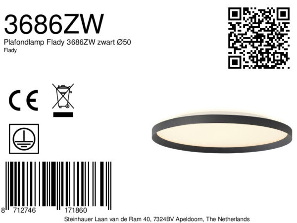 Steinhauer Flady plafonnieres – ø 50 cm – Ingebouwd (LED) – zwart - Image 7