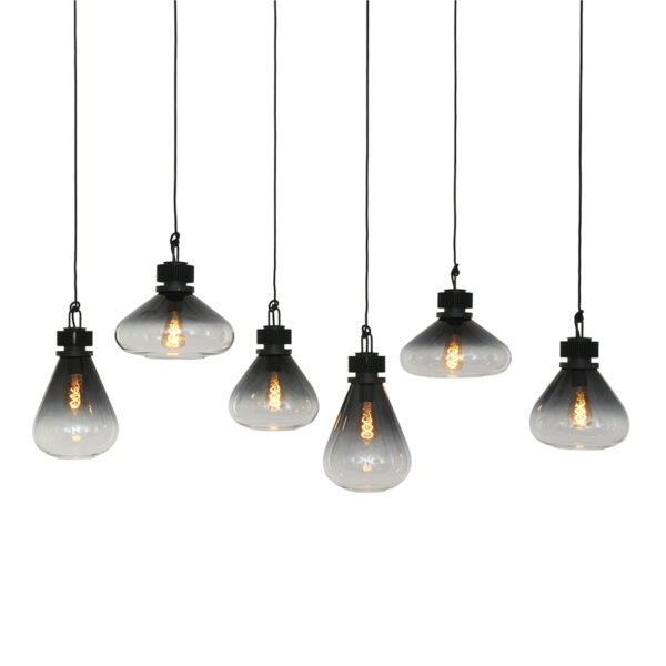 Steinhauer Flere hanglamp - zeslichts - E27 - in  hoogte verstelbaar - 140 cm breed - rookglas - Image 12