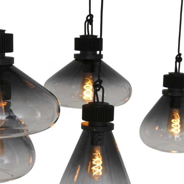 Steinhauer Flere hanglamp - zeslichts - E27 - in  hoogte verstelbaar - 140 cm breed - rookglas - Image 13