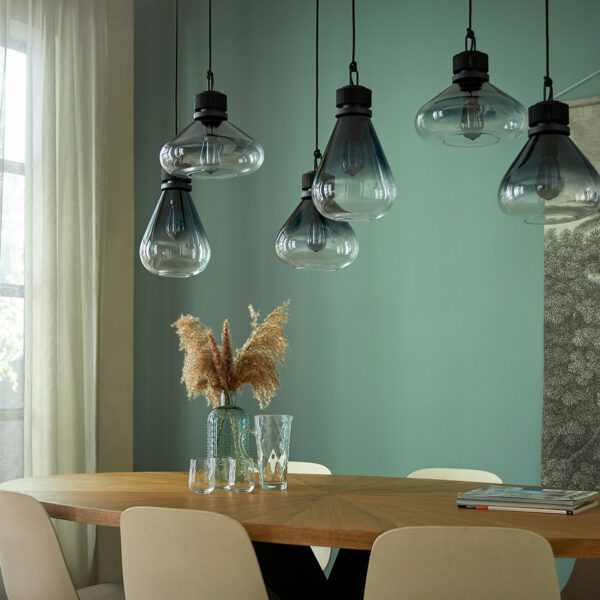 Steinhauer Flere hanglamp - zeslichts - E27 - in  hoogte verstelbaar - 140 cm breed - rookglas - Image 15