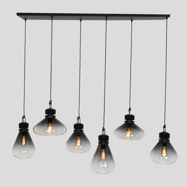 Steinhauer Flere hanglamp - zeslichts - E27 - in  hoogte verstelbaar - 140 cm breed - rookglas - Image 18