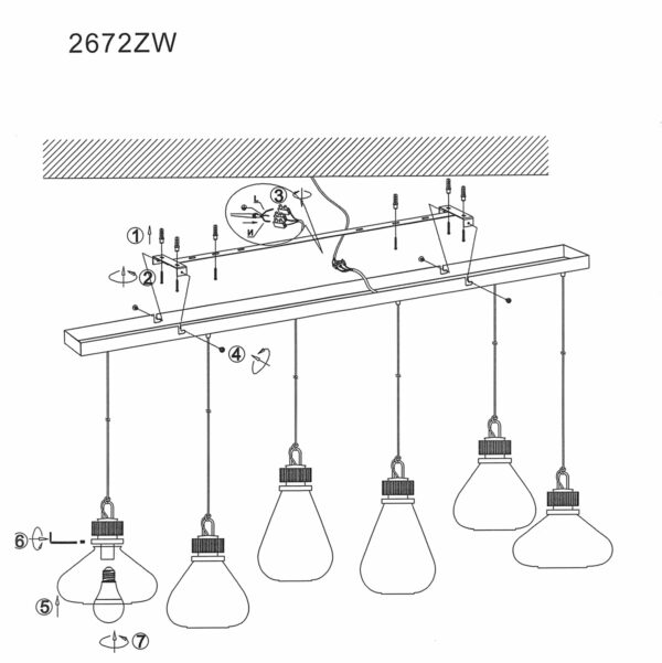 Steinhauer Flere hanglamp - zeslichts - E27 - in  hoogte verstelbaar - 140 cm breed - rookglas - Image 9