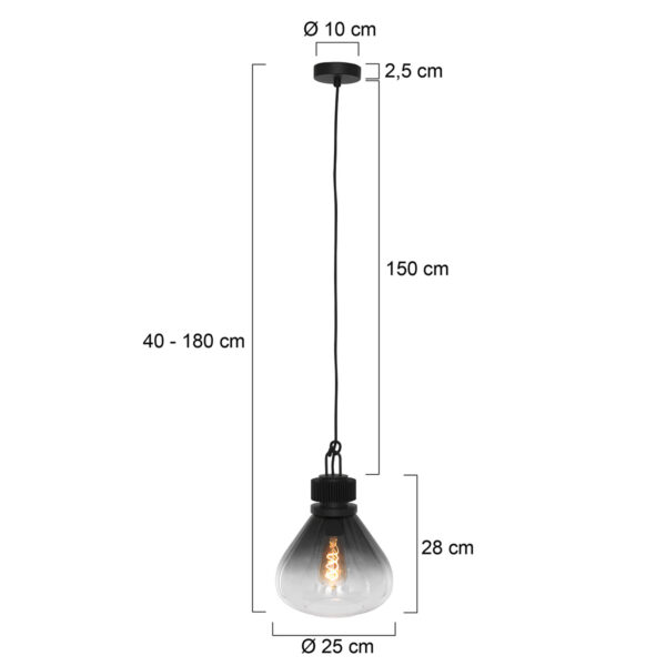 Steinhauer Flere hanglamp - E27 - in  hoogte verstelbaar - ⌀25 cm - rookglas - Image 5