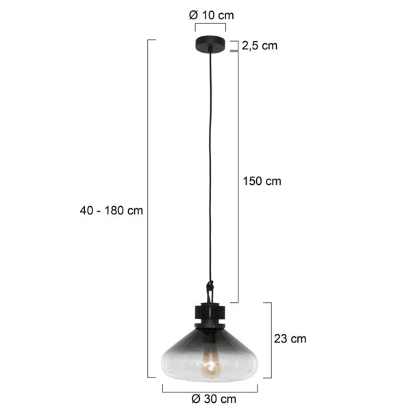 Steinhauer Flere hanglamp - E27 - in  hoogte verstelbaar - ⌀30 cm - rookglas - Image 5