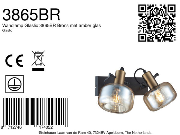 Steinhauer Glaslic wandlamp –– brons en zwart - Image 6
