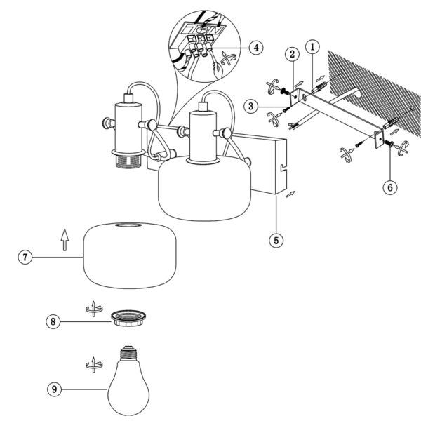 Steinhauer Glaslic wandlamp –– smokeglas en zwart - Image 8
