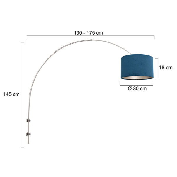Steinhauer Sparkled Light wandlamp - booglamp - verstelbaar - staal met blauwe kap - Afbeelding 5