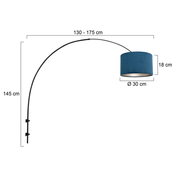 Steinhauer Gramineus wandlamp – In hoogte verstelbaar – E27 (grote fitting) – blauw en zwart - Image 5
