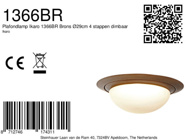 Steinhauer Ikaro plafonnieres –– brons en wit - Image 6