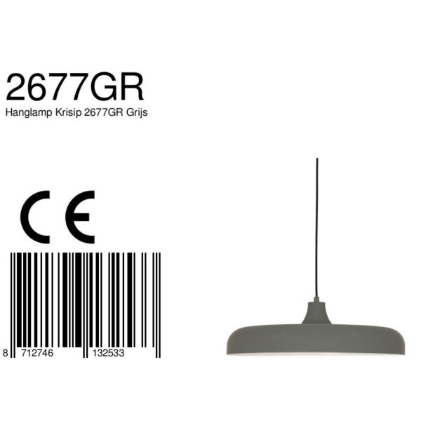 Steinhauer Krisip hanglamp - Ø 55cm - E27 - grijs - Image 6