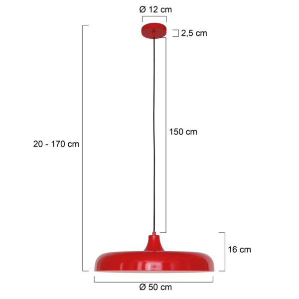 Steinhauer Krisip hanglamp - Ø 55cm - E27 - rood - Image 6