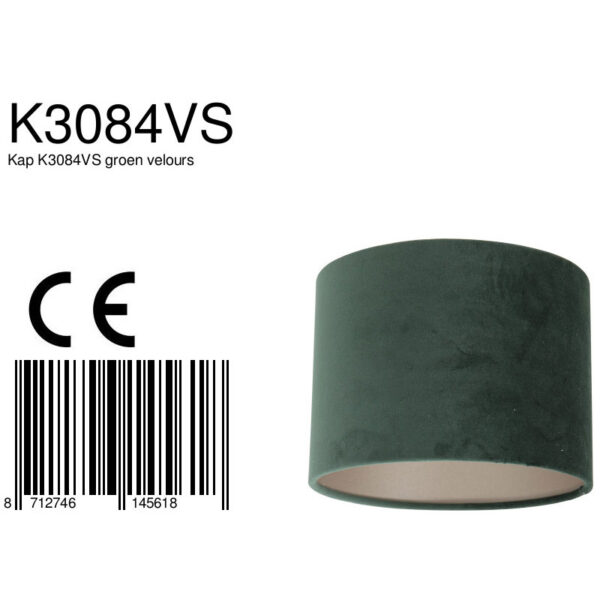 Steinhauer Prestige Chic lampenkap - velvet - rond - kap Ø20 cm - 15 cm hoog - groen - Image 6