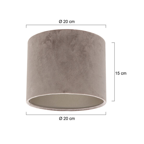Steinhauer Prestige Chic lampenkap - velvet - rond - kap Ø20 cm - 15 cm hoog - warm grijs - Image 5