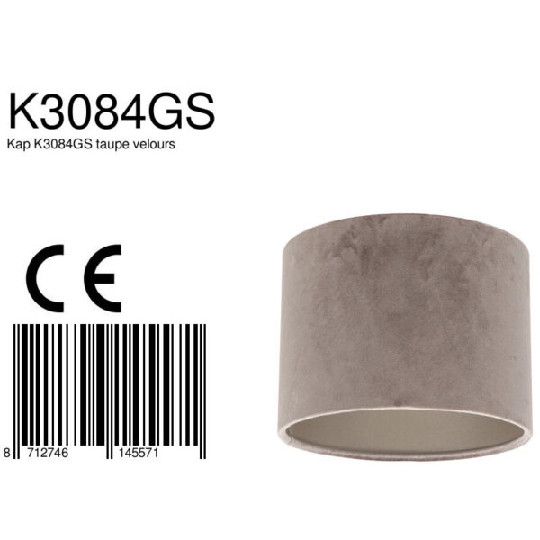 Steinhauer Prestige Chic lampenkap - velvet - rond - kap Ø20 cm - 15 cm hoog - warm grijs - Image 6
