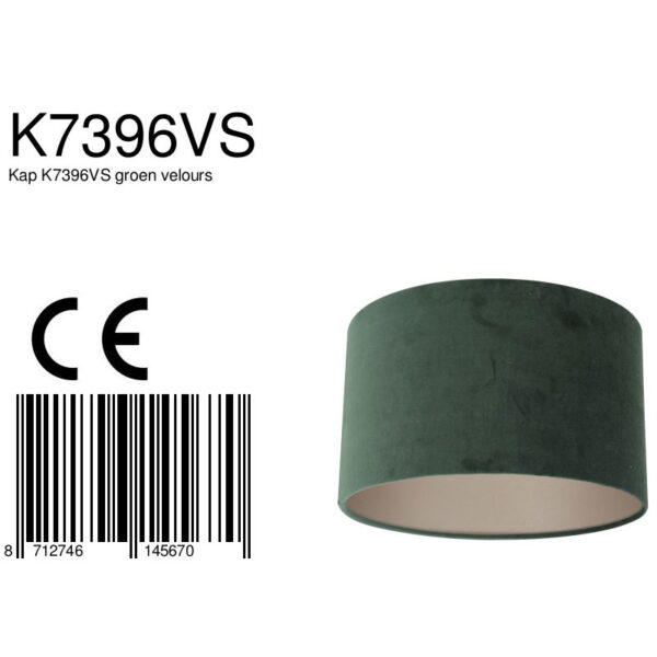 Steinhauer Prestige Chic lampenkap - velvet - kap Ø30 cm - 18 cm hoog - groen - Image 6