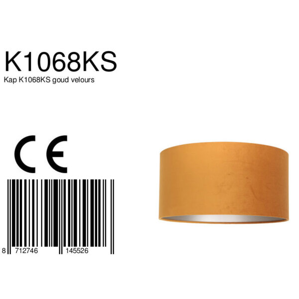 Steinhauer Prestige Chic lampenkap - velours - kap Ø 40 cm - 20 cm hoog - rond - okergeel - Image 6