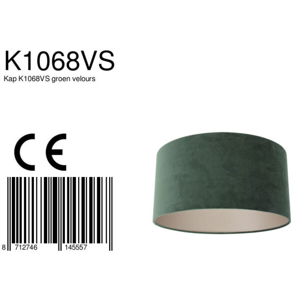 Steinhauer Prestige Chic lampenkap - velours - kap Ø40 cm - 20 cm hoog - rond - groen - Image 6