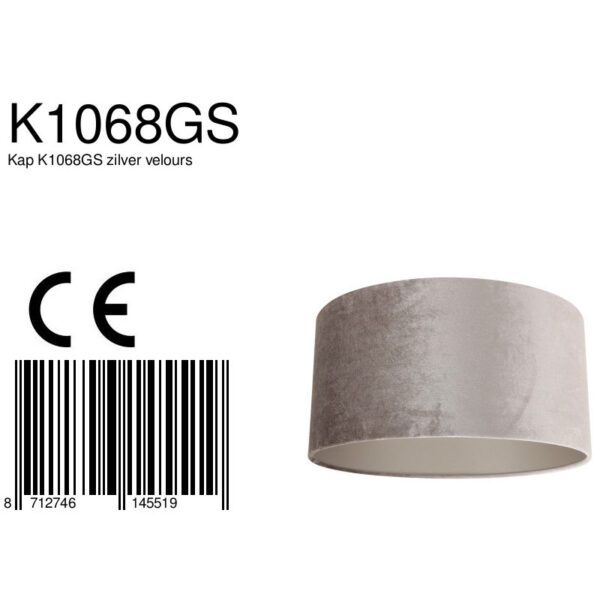 Steinhauer Prestige Chic lampenkap - velours - kap Ø 40 cm - 20 cm hoog - rond - grijs/zilver - Image 6