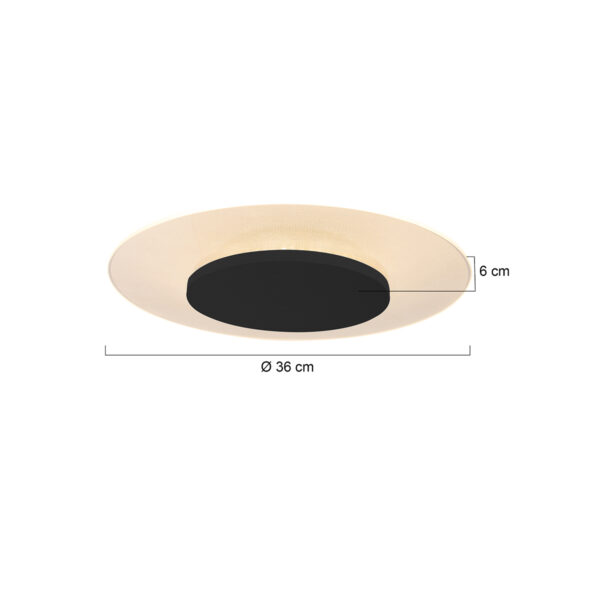 Steinhauer Lido plafonnière - incl. LED - Ø 36cm - zwart met plexiglas - Image 4