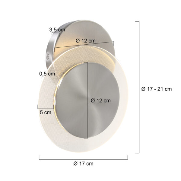 Steinhauer Lido plafond wandlamp - ingebouwd LED - Ø17 cm - draaibaar - staal - Image 6
