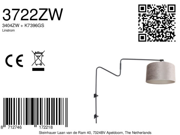 Industriele wandlamp met grijze kap en een knikkende arm Steinhauer Linstrom - Image 6