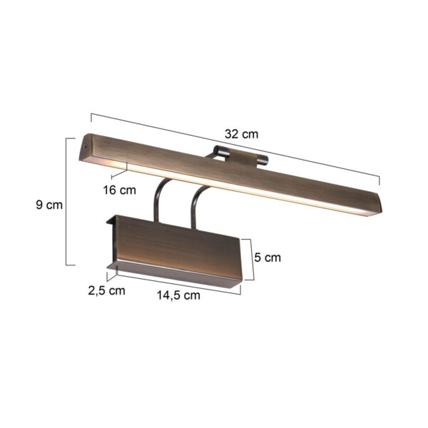 Steinhauer Litho schilderijlamp - 32 cm breed - incl. LED - incl. dimmer - brons - Image 5