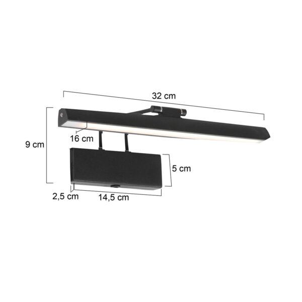 Steinhauer Litho schilderijlamp - 32 cm breed - incl. LED - incl. dimmer - zwart - Image 6