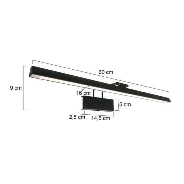 Steinhauer Litho schilderijlamp - 60 cm breed - incl. LED - incl. dimmer - zwart - Image 7