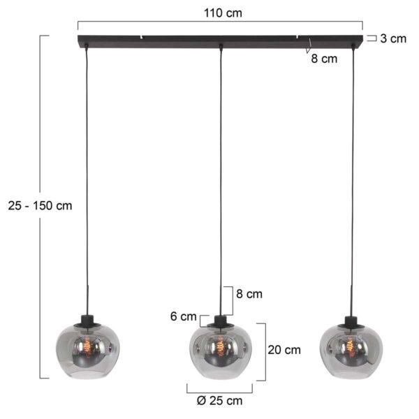 Steinhauer Lotus hanglamp – E27 (grote fitting) – smokeglas en zwart - Image 5