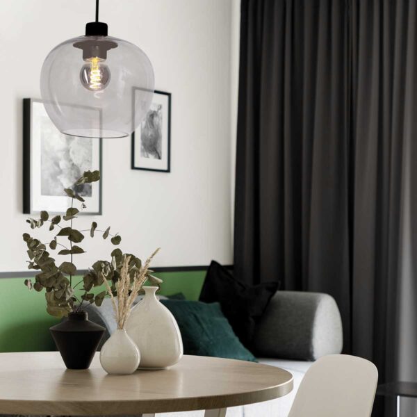 Steinhauer Lotus hanglamp – E27 (grote fitting) – smokeglas en zwart - Image 2