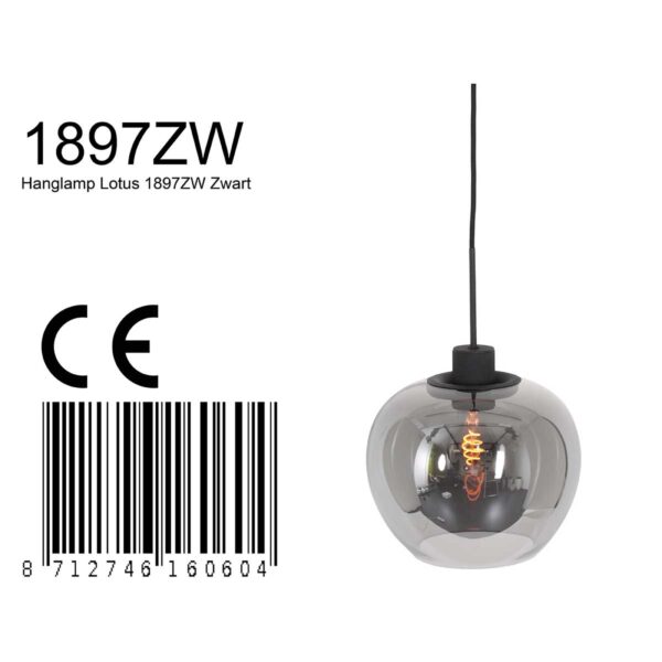 Steinhauer Lotus hanglamp – E27 (grote fitting) – smokeglas en zwart - Image 7