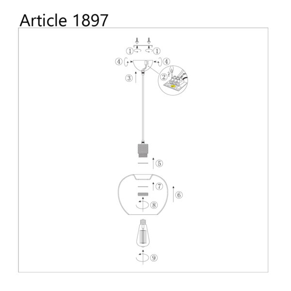 Steinhauer Lotus hanglamp – E27 (grote fitting) – smokeglas en zwart - Image 8
