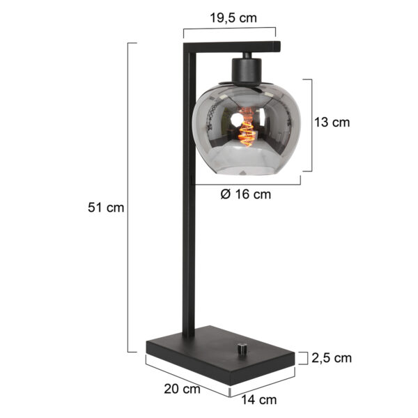 Steinhauer Stang tafellamp –– smokeglas en zwart - Afbeelding 6