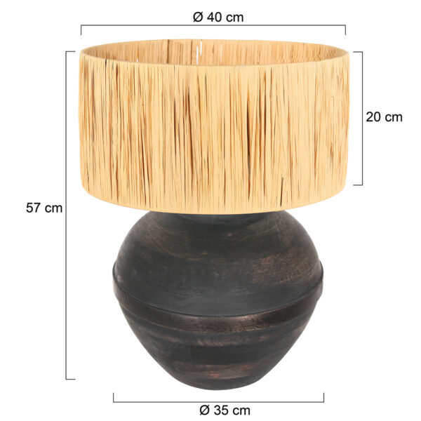 Tafellamp met zwarte bolvoet en rotan kap Steinhauer Lyons - Image 6