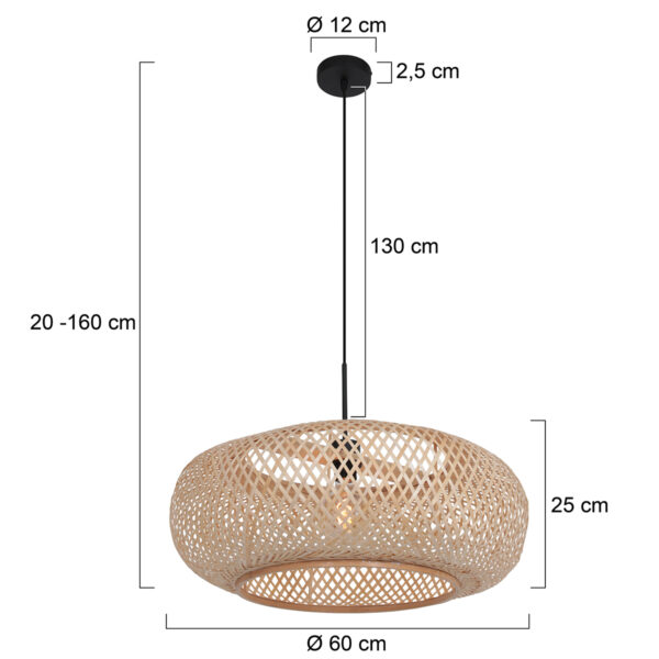 Steinhauer Ikaro hanglamp – In hoogte verstelbaar – E27 (grote fitting) – beuken en zwart - Image 3