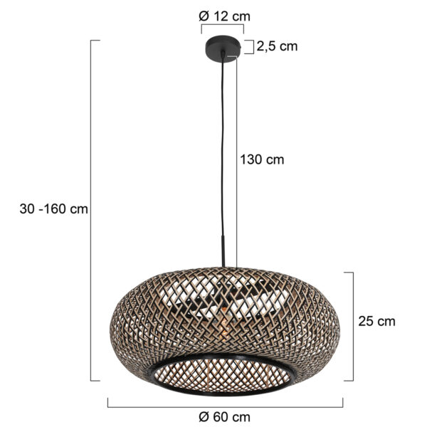 Steinhauer Ikaro hanglamp – In hoogte verstelbaar – E27 (grote fitting) – beuken en zwart - Image 6