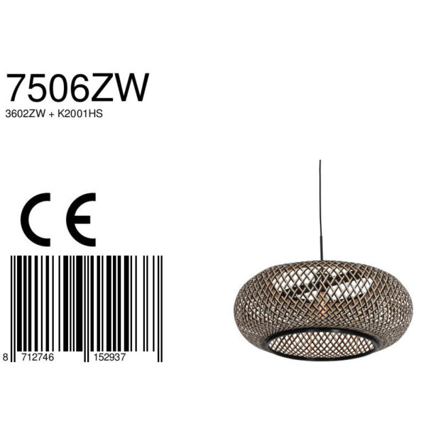 Steinhauer Ikaro hanglamp – In hoogte verstelbaar – E27 (grote fitting) – beuken en zwart - Image 7
